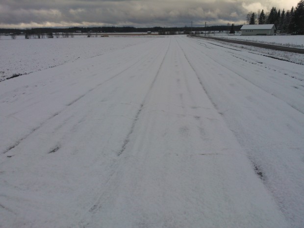 Fader Frost tyckte antagligen att min täckning var otillräcklig för under natten lade han på en cm snö som ytterligare frostskydd.