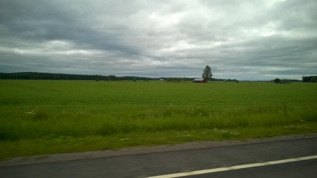 Vackert grönt men sent här på "pokarraakon" (hette det så, Nisse?).  Hade förövrigt inte förväntat mig dylika "slätter" i Östnyland.